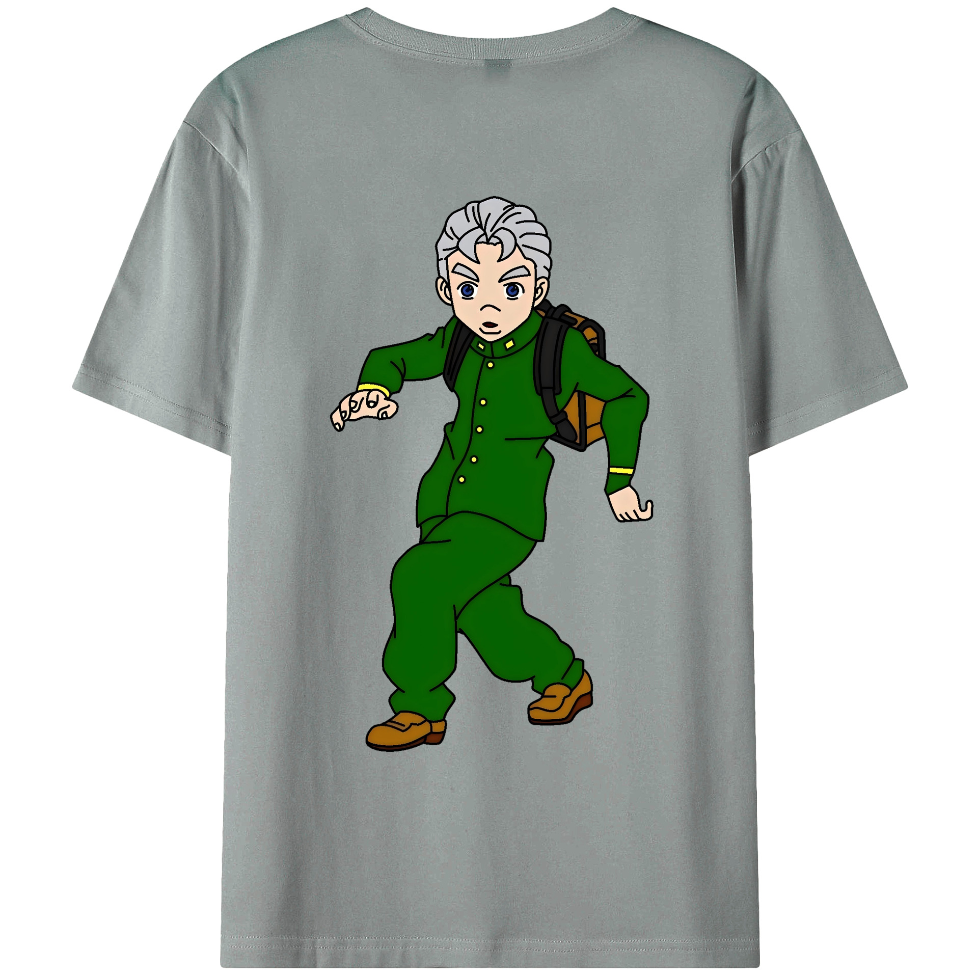（画像用） ジョジョの奇妙な冒険 広瀨康一 JoJo's Bizarre Adventure Hirose Koichi 綿100％ メンズ半袖Tシャツ（バックプリント） 通気性